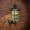 Hampton Black Aluminum Solar Lamp Mounted to Brick Wall