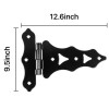 10" Black Heavy Duty Traditional T-Hinge for Wood Gates with Dimensions