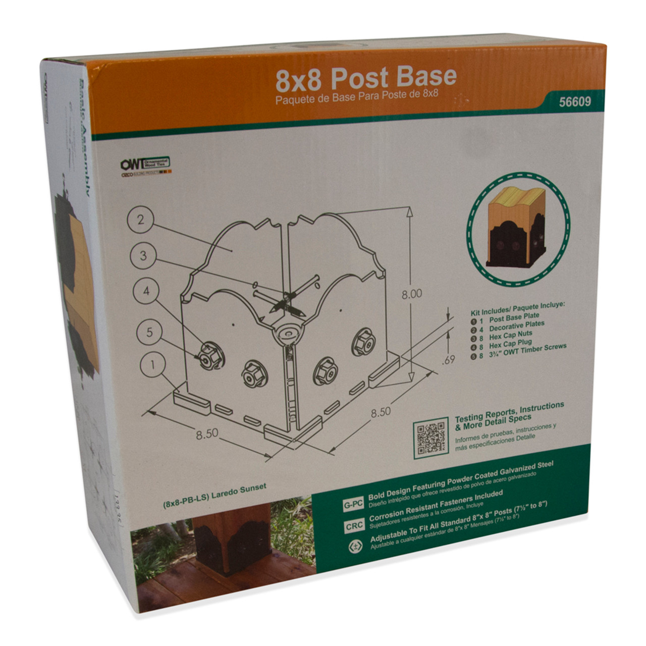 Laredo Sunset Post Base Kit by OZCO Ornamental Wood Ties - Multiple Sizes Available