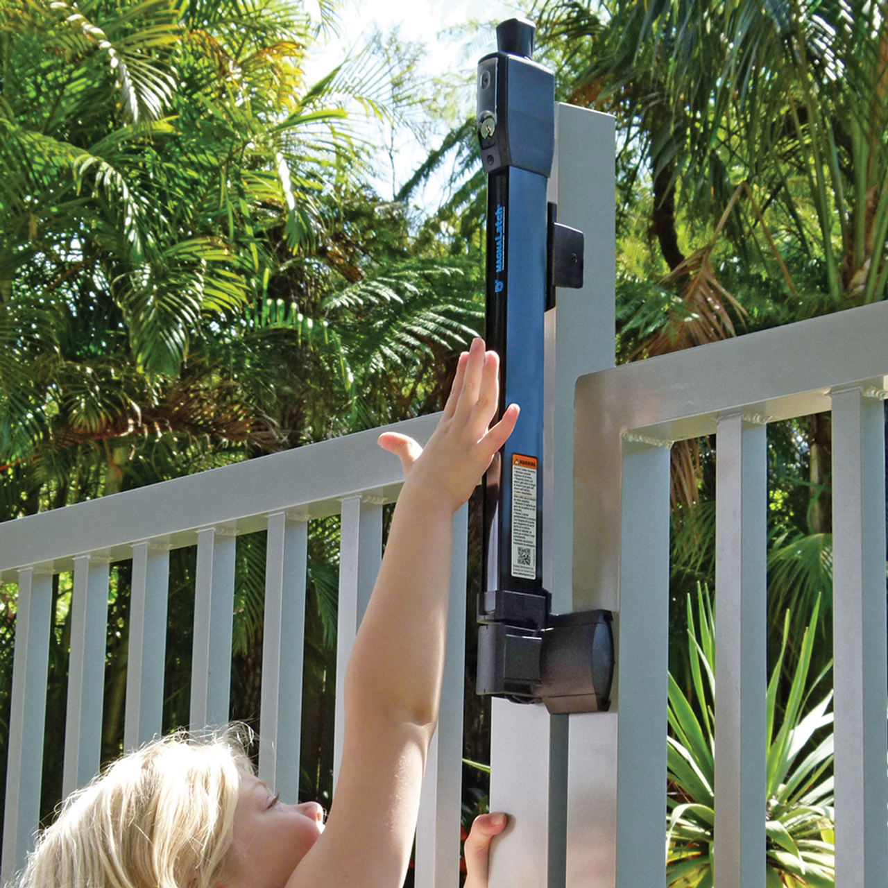 Child-Resistant MagnaLatch Series 3 Top Pull Gate Latch on Swimming Pool Gate