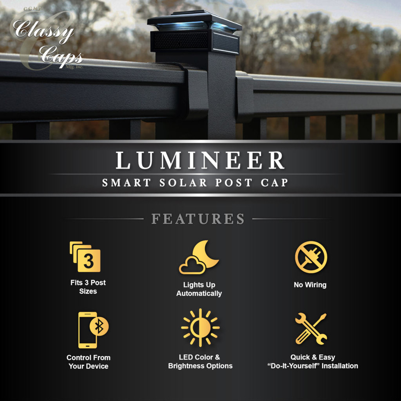 Lumineer Smart Solar Post Cap Features