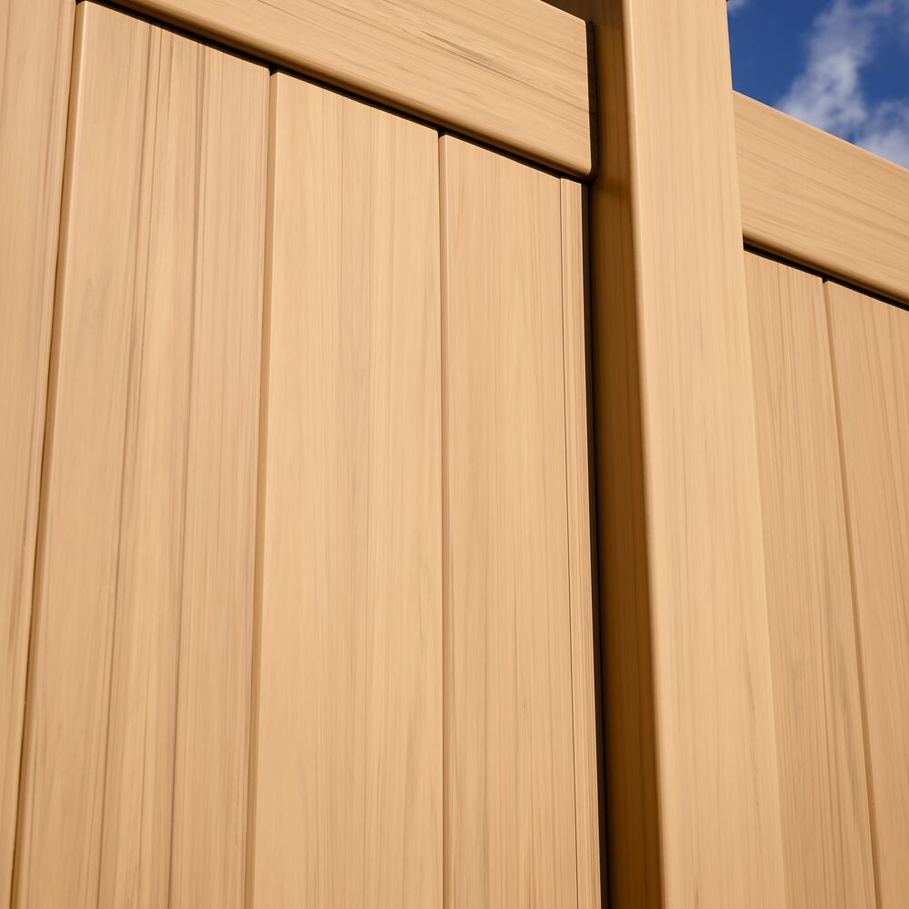 Catalyst Newbury Select Woodgrain Line Post Installed in Fence