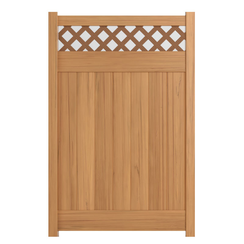 Tybee Select Woodgrain Gate with Redwood Lattice Accent
