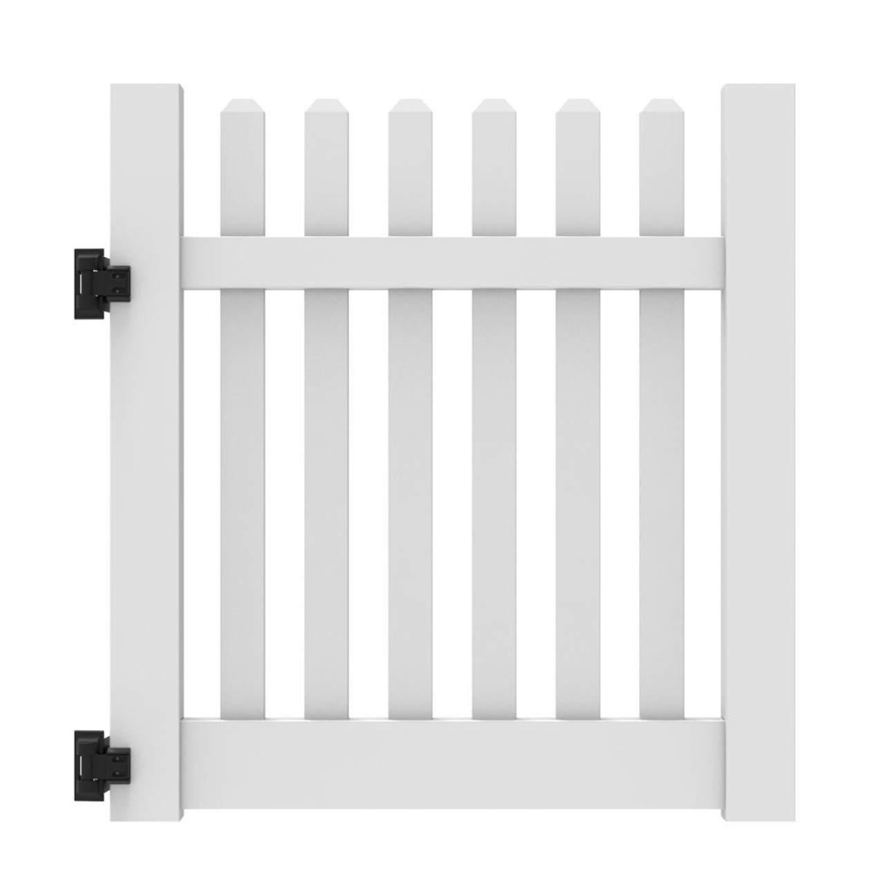 4' Wide Catalyst Rockport Dog Ear Straight Picket Gate - White