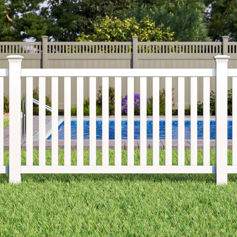 Catalyst Norwalk White Closed Picket Vinyl Fence Panel - Lifestyle Image
