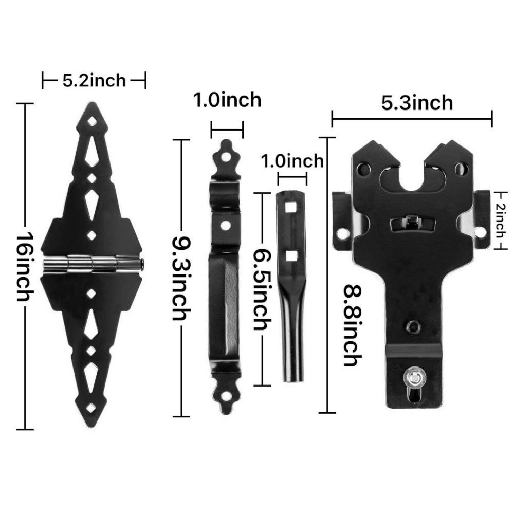 Heavy Duty Contemporary Walk Gate Hardware Kit for Wood Gates with Dimensions