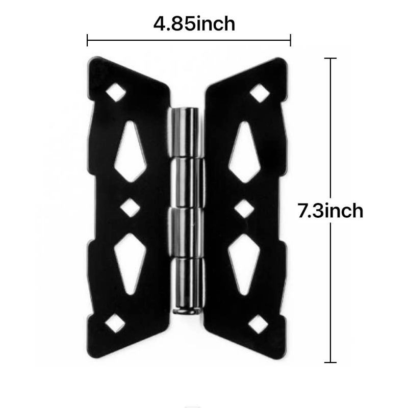 8" Black Heavy Duty Contemporary Butterfly Hinge for Wood Gates with Dimensions
