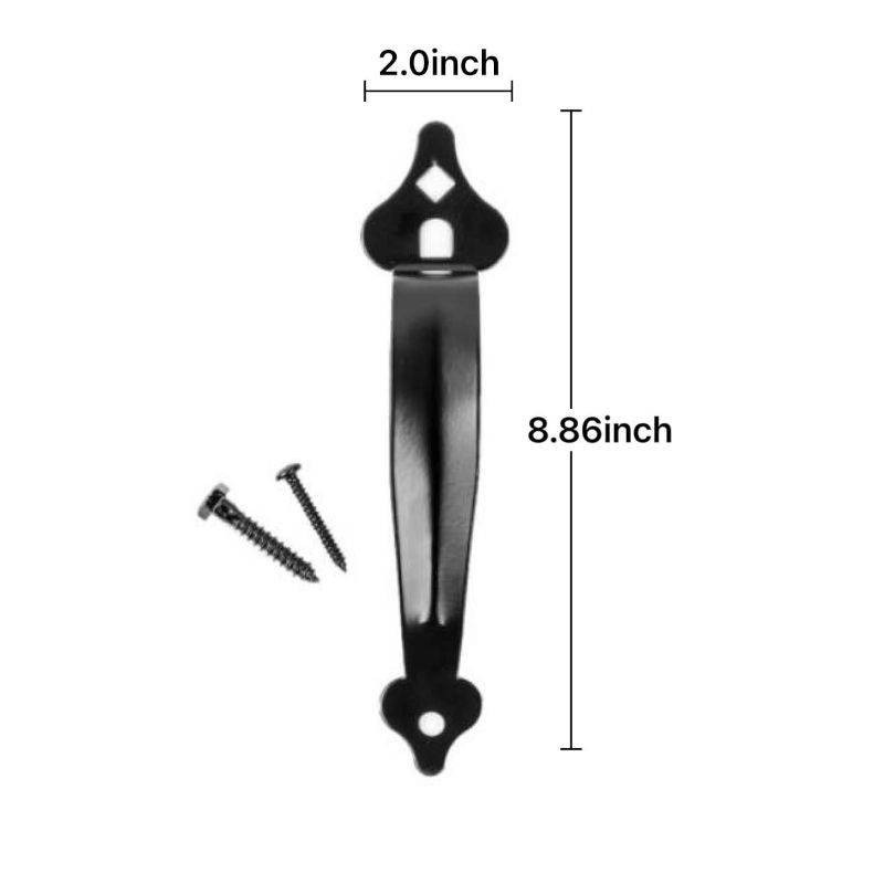 9" Black Ornamental Gate Handle for Wood Gates with Dimensions