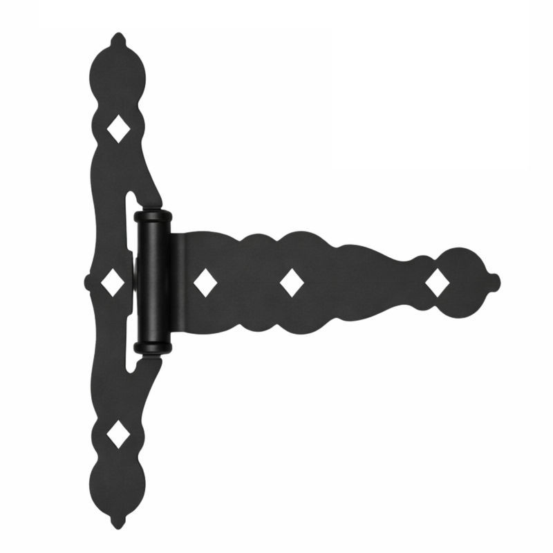 12" Black Heavy Duty Ornamental T-Hinge for Wood Gates