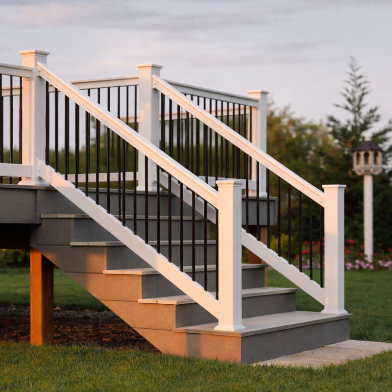1000 Series York Vinyl Railing Stair Sections on Deck Stairs