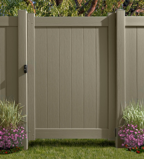 Bufftech Chesterfield Gate with Clay CertaGrain Texture. Posts &  Hardware Sold Separately.