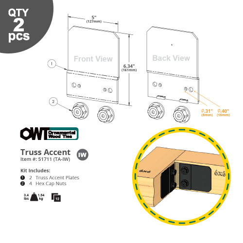 OZCO OWT 6" Ironwood Truss Accent Plate Line Drawing