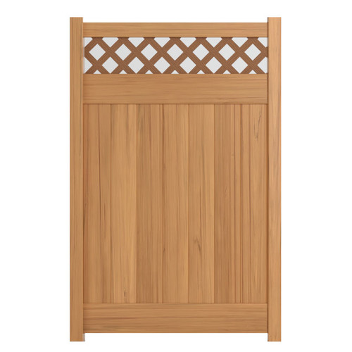 Tybee Select Woodgrain Gate with Redwood Lattice Accent
