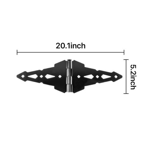 10" Black Heavy Duty Contemporary Strap Hinge for Wood Gates with Dimensions