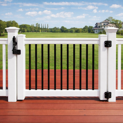 1000 Series 36" Whitmer Vinyl Railing Gate - White with Square Black Balusters