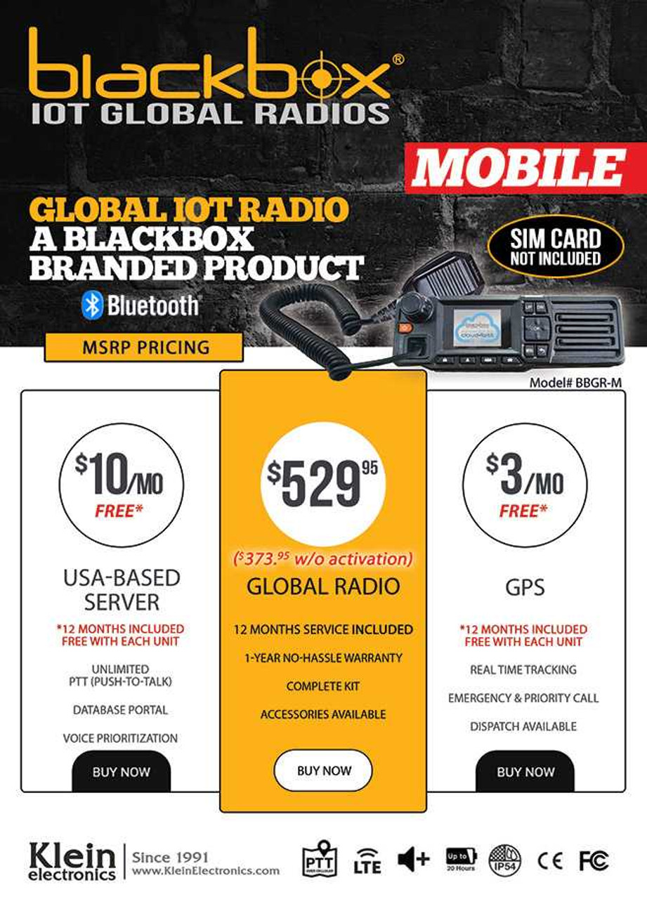 Blackbox - Nationwide IoT 2-Way MOBILE (INCL. 1 Year PTT Application) kleinelectronics.com 613.95