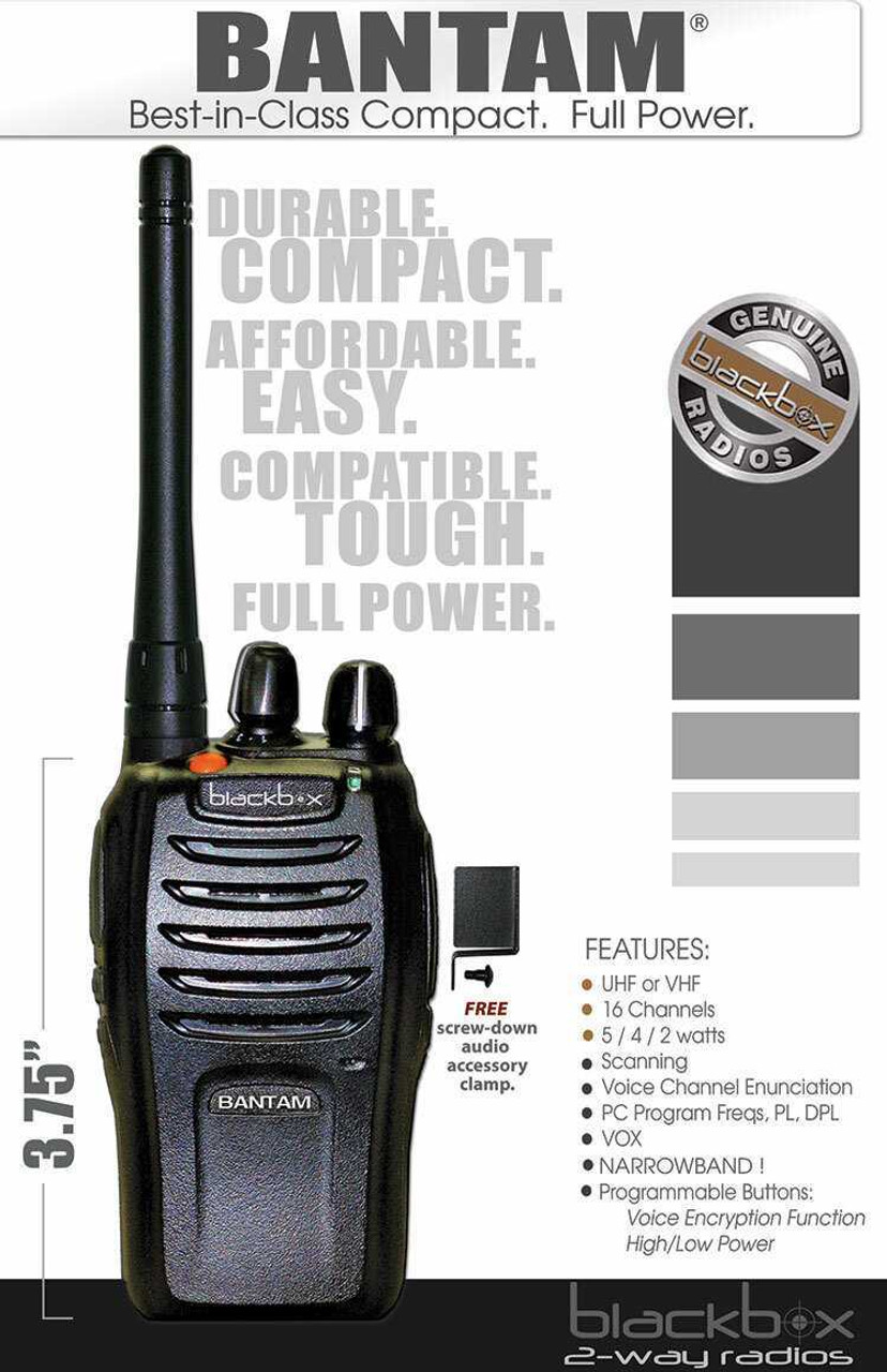 Blackbox Bantam UHF Radio w/Motorola Connector Jack Two-Way Radio kleinelectronics.com 219.95