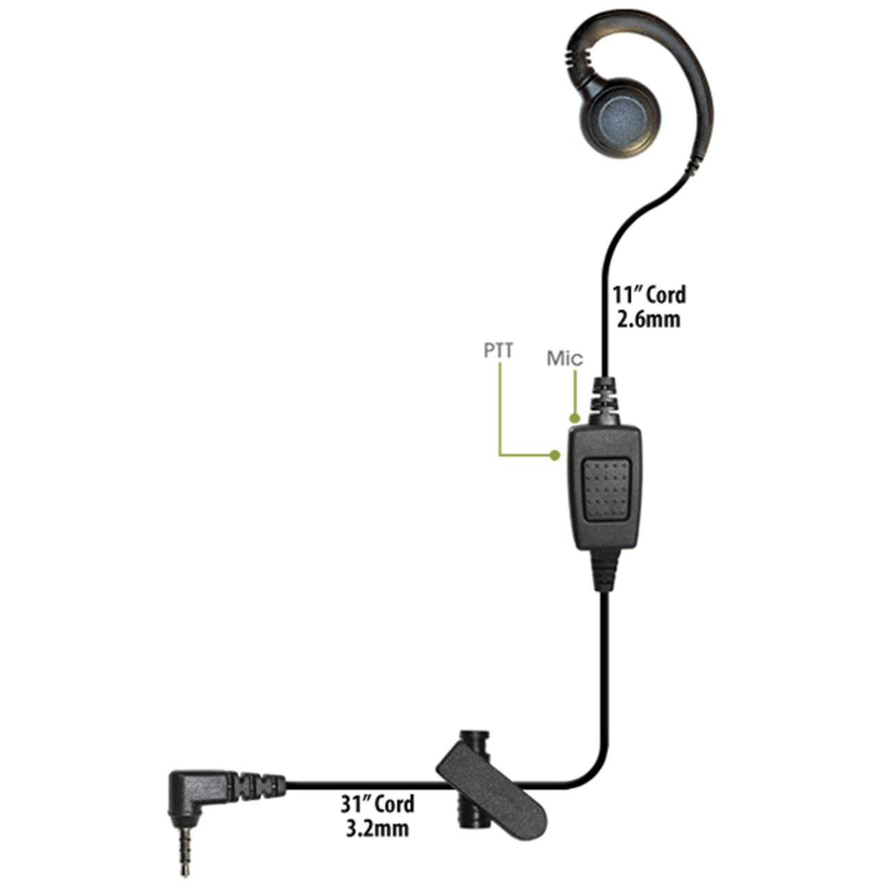 CURL 1-Wire PTT Earpiece with 3.5mm Connector For Samsung