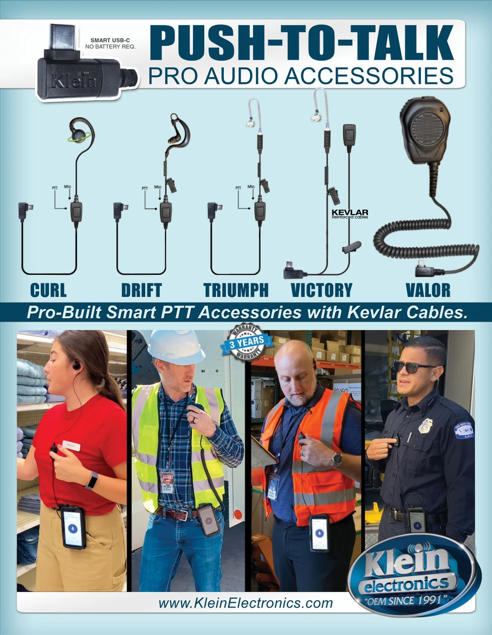CURL 1-Wire PTT Earpiece with USBc Connector