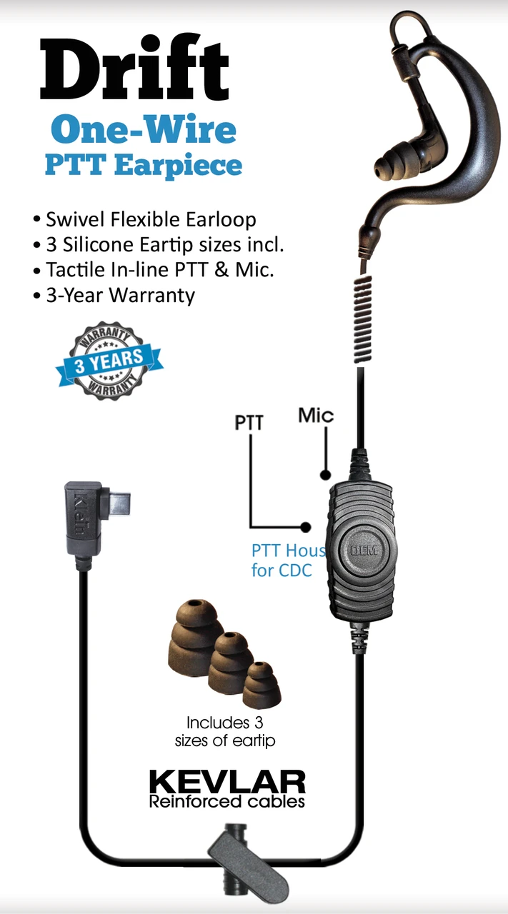 DRIFT Single-Wire PTT Earpiece with USBc Connector