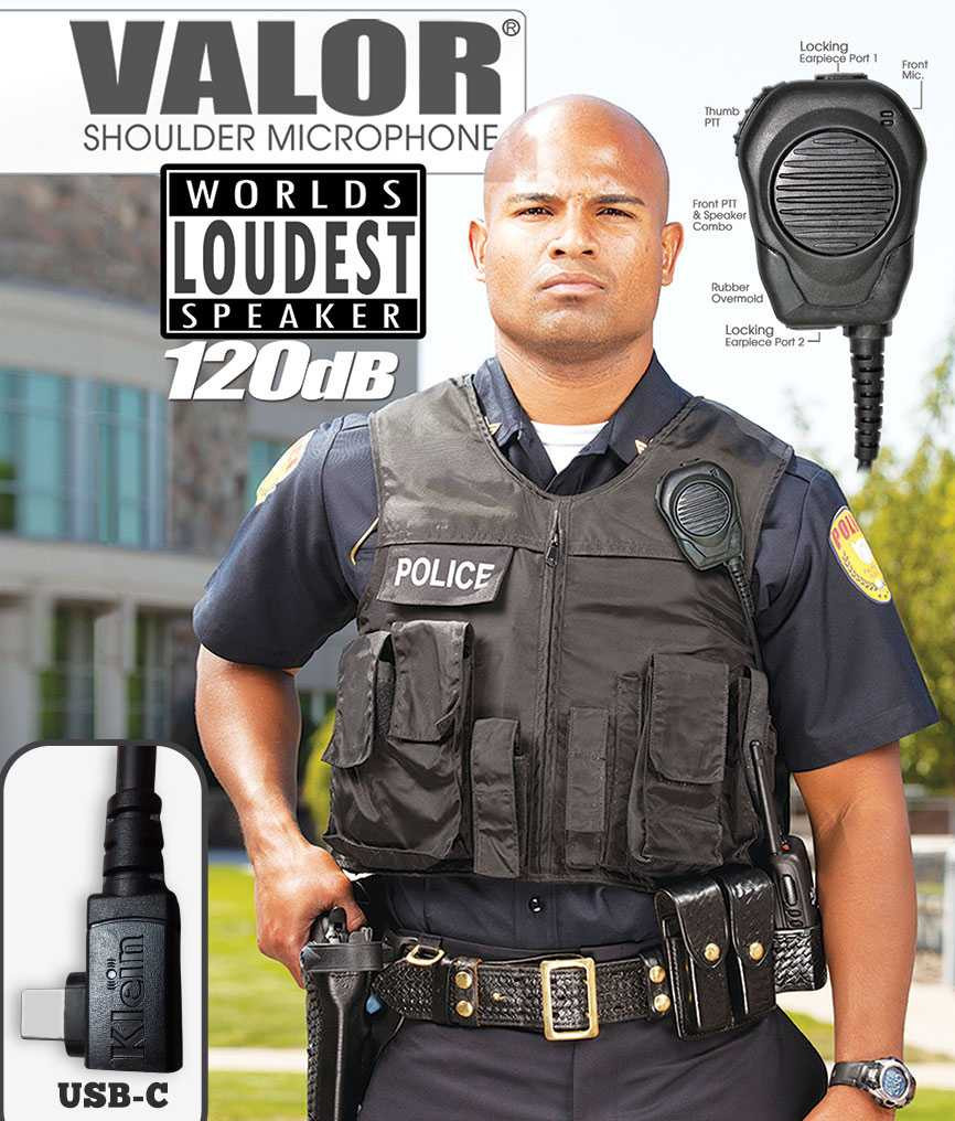 VALOR Shoulder Speaker Microphone with USBc Connector