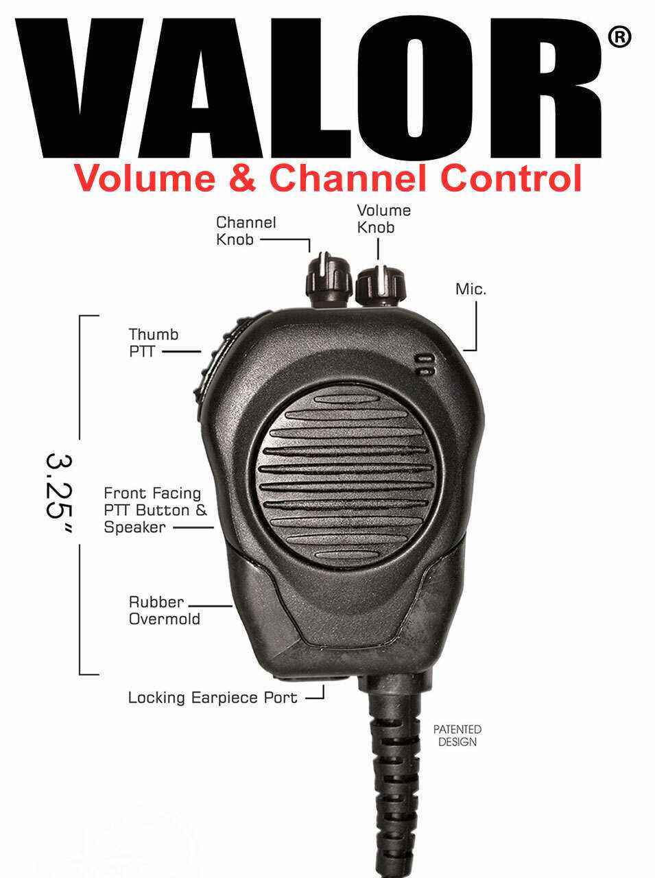 Valor® Shoulder Mic w/Channel & Volume Knobs For Sonim