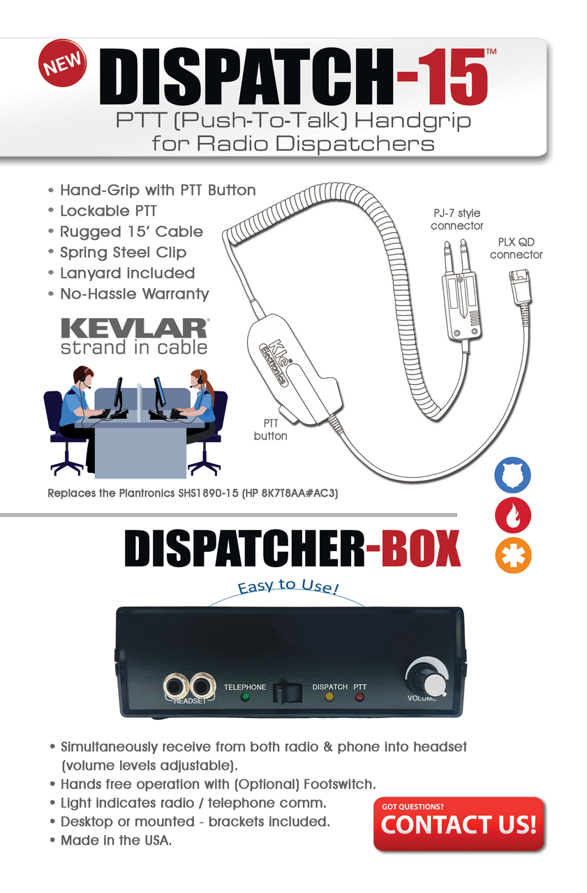 DISPATCH-15  PTT - replaces Plantronics SHS1890