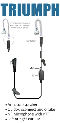 TRIUMPH 1-Wire PTT Earpiece with USBc Connector