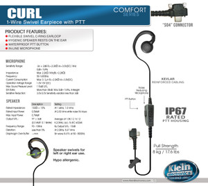 CURL 1-Wire PTT Waterproof Earpiece For Sonim XP PRO