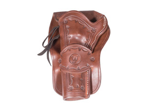 Western Justice Hand-Tooled Leather Holster, 6", Mahogany, Left Hand Western Justice Hand-Tooled Leather Holster, 6", Mahogany, Left Hand