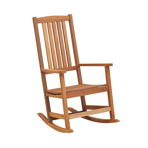 Patio Rocking Chair Ergonomic High-Back Outdoor Rocker with Smooth Rocking Base - Color: Natural