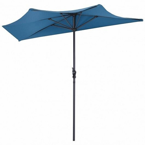 9Ft Patio Bistro Half Round Umbrella -Blue - Color: Blue - Size: 9 ft