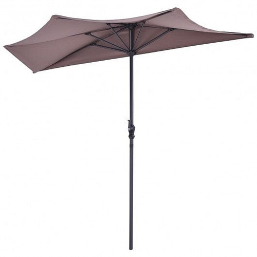 9' Half Round Patio Umbrella Sunshade without Weight Base - Color: Tan - Size: 9 ft