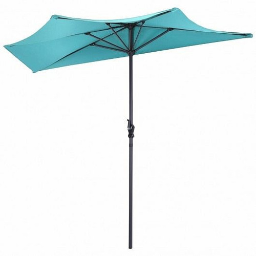 9Ft Patio Bistro Half Round Umbrella -Turquoise - Color: Turquoise - Size: 9 ft