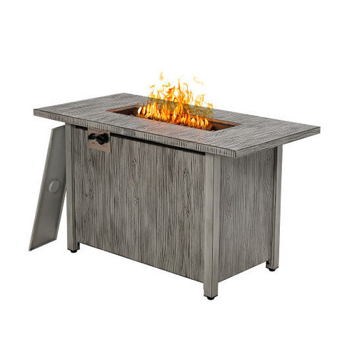 43 Inch 50 000 BTU Propane Fire Pit Table with Removable Lid-Gray - Color: Gray