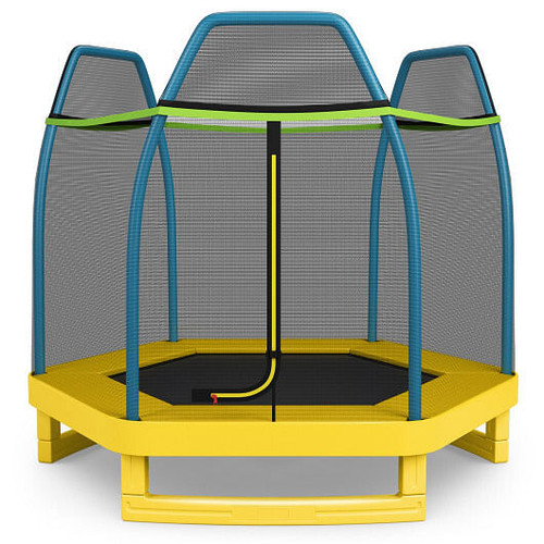 7 Feet Kids Recreational Bounce Jumper Trampoline-Yellow - Color: Yellow