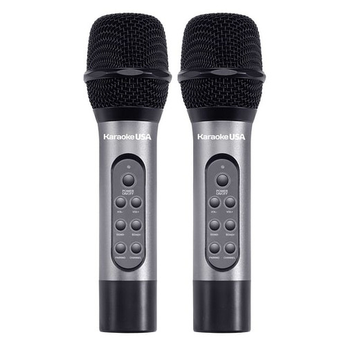Karaoke USA WM906 WM906 Dual Professional 900 MHz UHF Wireless Handheld Microphones with Rechargeab