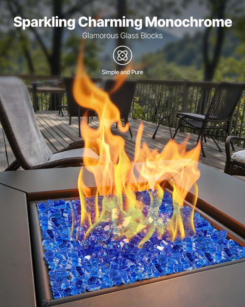 Fire Glass, 35LBS / 15.88KG High-Temperature Resistant Fireplace Rocks, 1/2-Inch / 12.7mm Reflectiv
