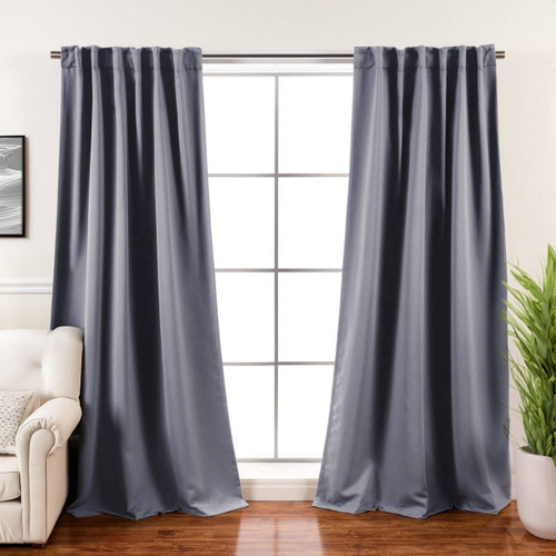 52 x 108 inch Solid Grey Thermal Blackout Curtain Panels - Set of 2 Q280-GRYOZEW318552108