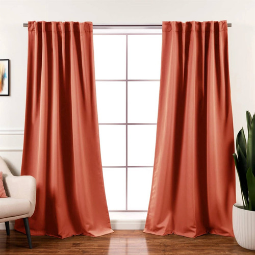 52 x 96 inch Solid Orange Apricot Thermal Blackout Curtain Panels - Set of 2 Q280-ASBTRPS403628462