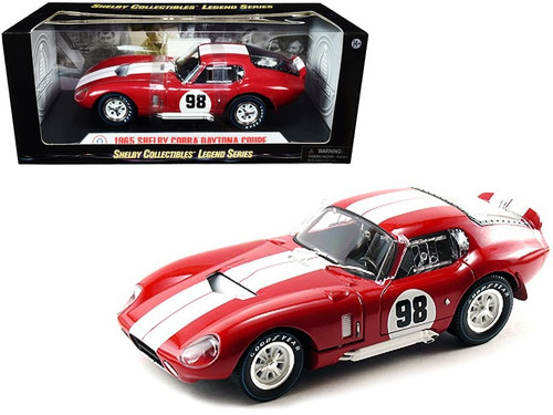 1965 Shelby Cobra Daytona Coupe #98 Red with White Stripes 1/18 Diecast Model Car by Shelby Collect F977-SC131