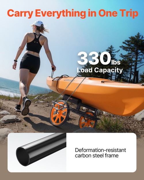 Kayak Cart, 330 lbs Load Capacity, Canoe Cart Dolly with 15-inch Solid Rubber Tires & Kickstand, As E415-SPSPHTTC15INR3EU5001V0