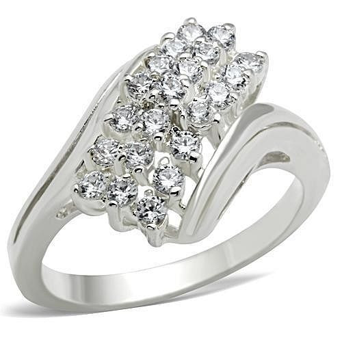 SS038 - Silver 925 Sterling Silver Ring with AAA Grade CZ  in Clear