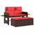 Reclining Patio Bench with Cushions Brown Poly Rattan