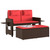 Reclining Patio Bench with Cushions Brown Poly Rattan