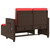 Reclining Patio Bench with Cushions Brown Poly Rattan