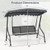 3-Seat Outdoor Porch Canopy Swing with Adjustable Shading-Gray