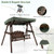 2-Person Outdoor Wooden Porch Swing with an Adjustable Canopy