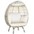 Oversized Patio Rattan Egg Lounge Chair with 4 Cushions-Light Brown - Color: Light Brown D681-HW70716+