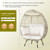 Oversized Patio Rattan Egg Lounge Chair with 4 Cushions-Light Brown - Color: Light Brown D681-HW70716+